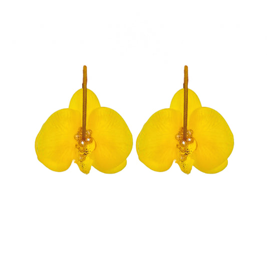 Argollas Orquidea Grandes Amarillas