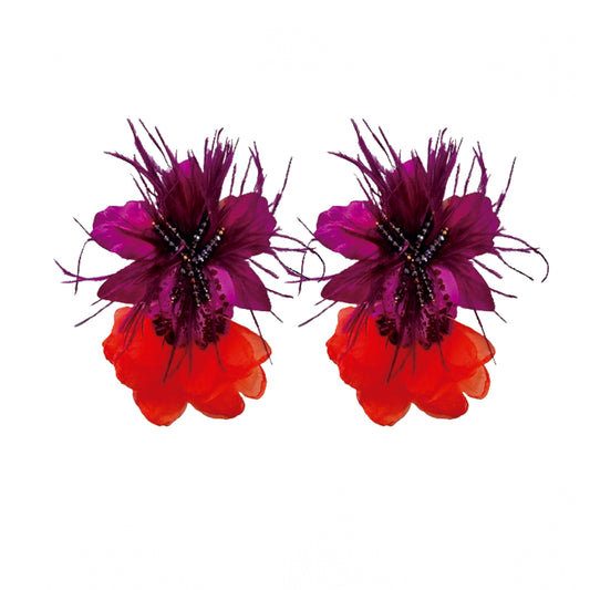 Dhalias Moradas con Naranja